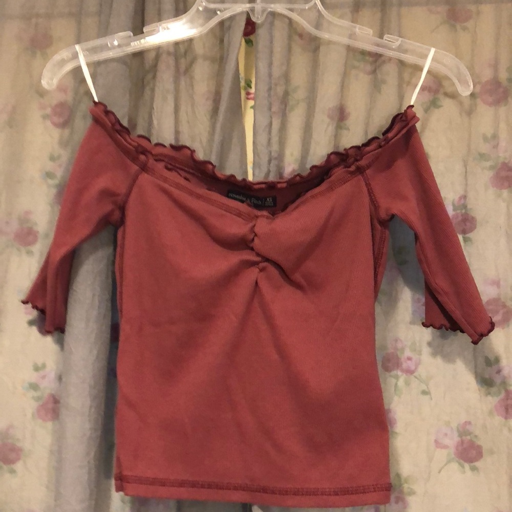 LETTUCE-EDGED CROPPED SHIRT ABERCROMBIE